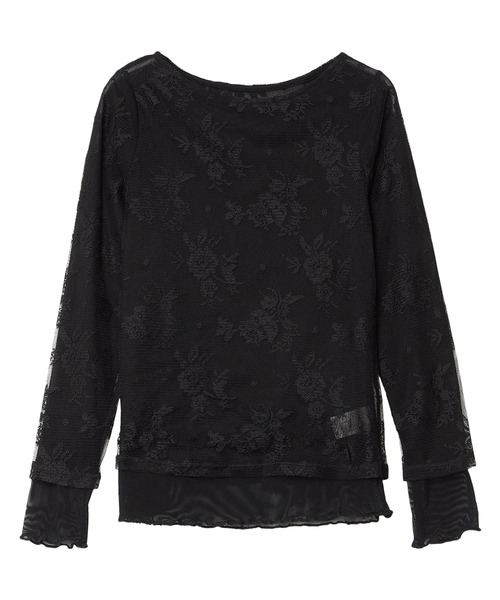 KOBE LETTUCE(コウベレタス)の「シアーレースレイヤードトップス(Tシャツ/カットソー・レディース・ブラック/ホワイト・M)」の14枚目の写真