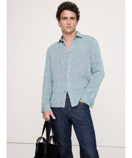 Banana Republic(バナナリパブリック)の「スタンダードフィット リネンシャツ(シャツ/ブラウス・メンズ・ブルー/ライトピンク/ライトブルー/ブルー系その他/マスタード/ピンク/ブラウン/ライトグリーン・M/S/XL/L)」の3枚目の写真