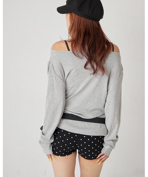 WHO'S WHO gallery（フーズフーギャラリー）の「ドレープスタッズトップス（Tシャツ/カットソー・レディース・グレー/ブラック/ホワイト/オフホワイト・FREE）」の22枚目の写真