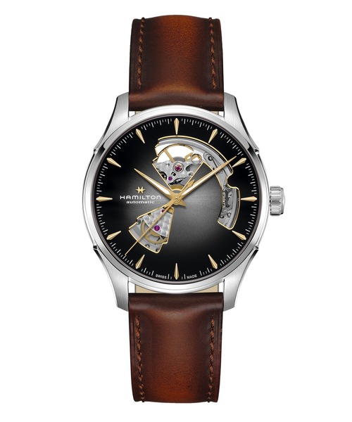 HAMILTON（ハミルトン）の「HAMILTON [ハミルトン] 腕時計 Jazzmaster （ジャズマスター） Open Heart オート 自動巻き 40MM ブラック×ブラウン（アナログ腕時計・メンズ・グレー・FREE）」の2枚目の写真