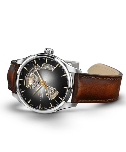 HAMILTON（ハミルトン）の「HAMILTON [ハミルトン] 腕時計 Jazzmaster （ジャズマスター） Open Heart オート 自動巻き 40MM ブラック×ブラウン（アナログ腕時計・メンズ・グレー・FREE）」の3枚目の写真