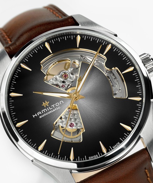 HAMILTON（ハミルトン）の「HAMILTON [ハミルトン] 腕時計 Jazzmaster （ジャズマスター） Open Heart オート 自動巻き 40MM ブラック×ブラウン（アナログ腕時計・メンズ・グレー・FREE）」の6枚目の写真