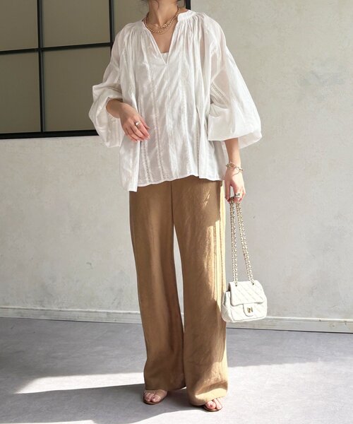 DouDou（ドゥドゥ）の「インドレーススキッパーブラウス（シャツ/ブラウス・レディース・ブラック/ホワイト/ピンク・FREE）」の4枚目の写真