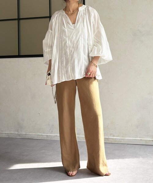 DouDou（ドゥドゥ）の「インドレーススキッパーブラウス（シャツ/ブラウス・レディース・ブラック/ホワイト/ピンク・FREE）」の5枚目の写真