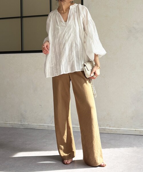 DouDou（ドゥドゥ）の「インドレーススキッパーブラウス（シャツ/ブラウス・レディース・ブラック/ホワイト/ピンク・FREE）」の7枚目の写真