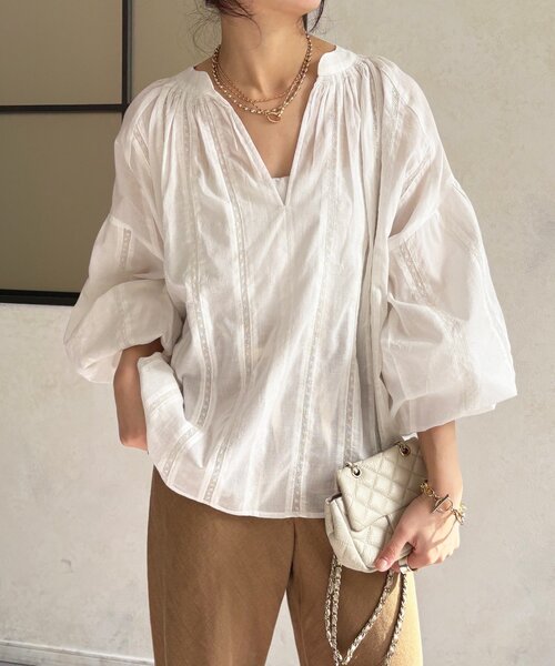 DouDou（ドゥドゥ）の「インドレーススキッパーブラウス（シャツ/ブラウス・レディース・ブラック/ホワイト/ピンク・FREE）」の10枚目の写真