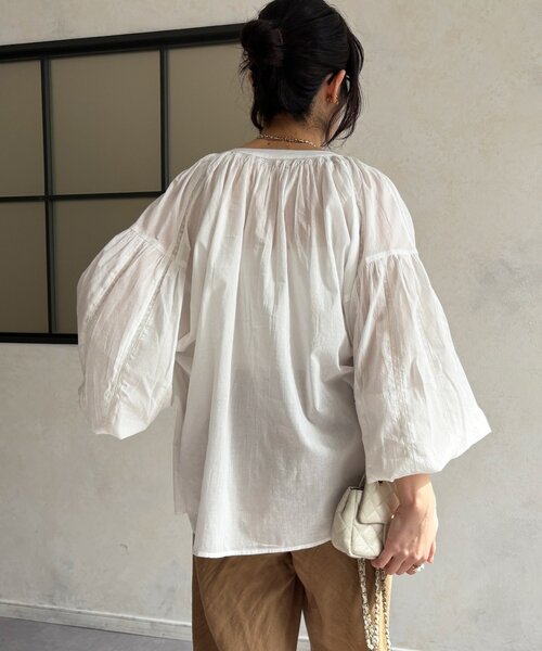 DouDou（ドゥドゥ）の「インドレーススキッパーブラウス（シャツ/ブラウス・レディース・ブラック/ホワイト/ピンク・FREE）」の12枚目の写真