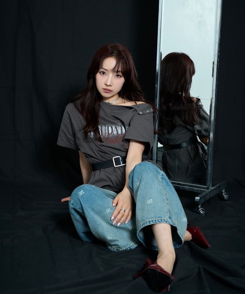 ANDGEEBEE(アンジービー)の「スプレープリントTシャツ(Tシャツ/カットソー・レディース・チャコールグレー/アッシュブラウン・FREE)」の16枚目の写真