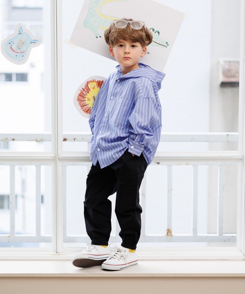 GLOBAL WORK（グローバルワーク）の「イージケアフードシャツ長袖/T/643455（シャツ/ブラウス・キッズ・ブラウン系その他7/サックスブルー・110cm/120cm/100cm）」の19枚目の写真