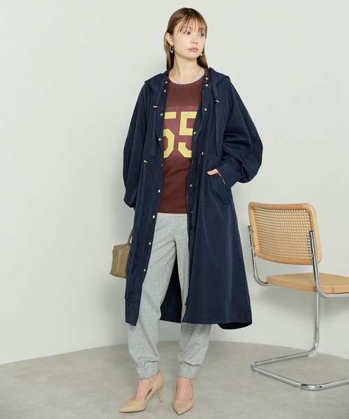 enhaut(アンオート)の「ウォッシュポリエステル ロング マウンテン パーカー マンパ コート(トレンチコート・レディース・ネイビー/アイボリー/ブラック・FREE)」の11枚目の写真