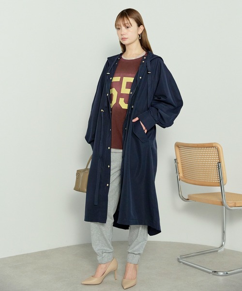enhaut(アンオート)の「ウォッシュポリエステル ロング マウンテン パーカー マンパ コート(トレンチコート・レディース・ネイビー/アイボリー/ブラック・FREE)」の12枚目の写真
