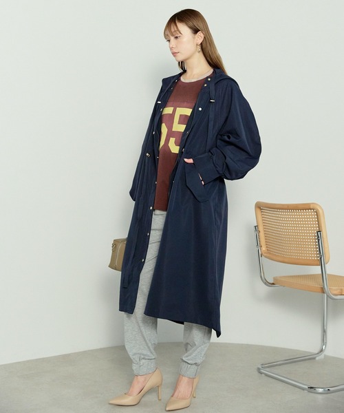 enhaut(アンオート)の「ウォッシュポリエステル ロング マウンテン パーカー マンパ コート(トレンチコート・レディース・ネイビー/アイボリー/ブラック・FREE)」の13枚目の写真