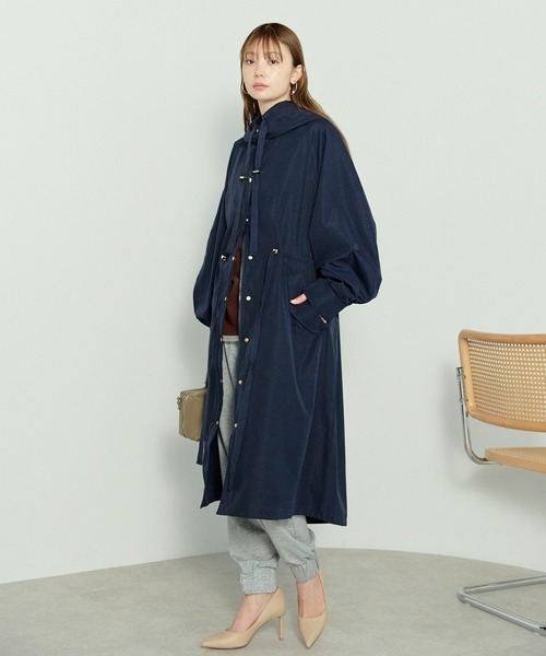 enhaut(アンオート)の「ウォッシュポリエステル ロング マウンテン パーカー マンパ コート(トレンチコート・レディース・ネイビー/アイボリー/ブラック・FREE)」の20枚目の写真
