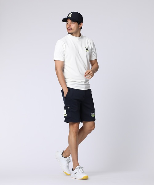 Psycho Bunny（サイコバニー）の「[GOLF]コントラストシグネチャーロゴ モックネックＴシャツ（Tシャツ/カットソー・メンズ・ネイビー/ホワイト/ライトイエロー・MEDIUM/X-LARGE/LARGE）」の6枚目の写真