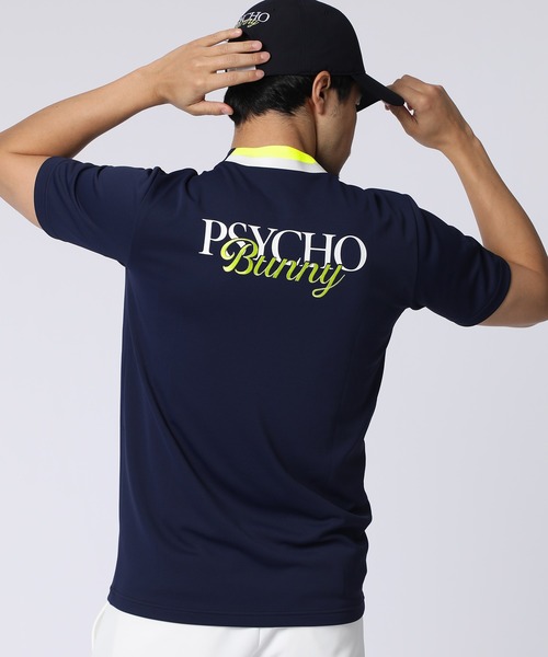 Psycho Bunny（サイコバニー）の「[GOLF]コントラストシグネチャーロゴ モックネックＴシャツ（Tシャツ/カットソー・メンズ・ネイビー/ホワイト/ライトイエロー・MEDIUM/X-LARGE/LARGE）」の10枚目の写真