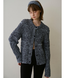 TINKNIT（ティンニット）の「コットンツイードニットカーディガン_ブルー（カーディガン/ボレロ）」