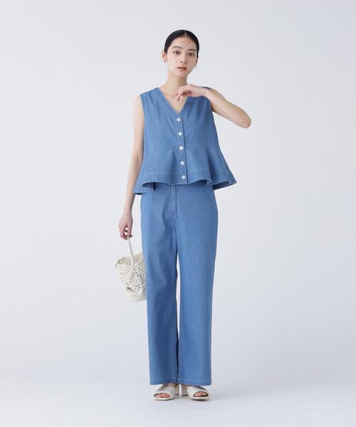 NAVYNAVY（ネイビーネイビー）の「【ユーティリティ】COOL MAX(R) 接触冷感デニムセットアップ パンツ（デニムパンツ・レディース・ブルー/ネイビー・P/S/MEDIUM）」の6枚目の写真