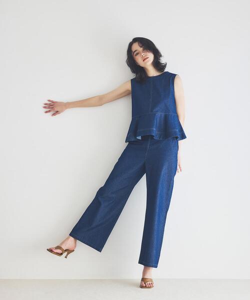 NAVYNAVY（ネイビーネイビー）の「【ユーティリティ】COOL MAX(R) 接触冷感デニムセットアップ パンツ（デニムパンツ・レディース・ブルー/ネイビー・P/S/MEDIUM）」の9枚目の写真