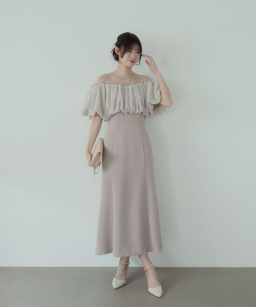 cle blatt(クレブラット)の「レースバルーンオフショルダードレス(ドレス・レディース・ピンク/ミント・SMALL/MEDIUM)」の1枚目の写真