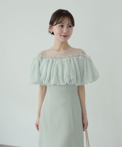 cle blatt(クレブラット)の「レースバルーンオフショルダードレス(ドレス・レディース・ピンク/ミント・SMALL/MEDIUM)」の3枚目の写真