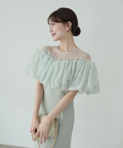cle blatt(クレブラット)の「レースバルーンオフショルダードレス(ドレス・レディース・ピンク/ミント・SMALL/MEDIUM)」の4枚目の写真