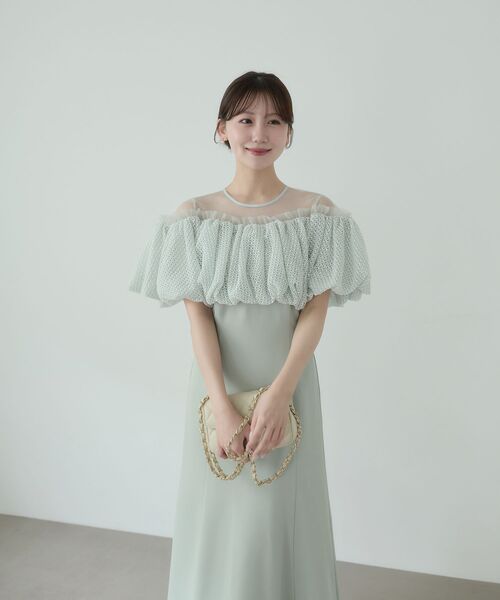cle blatt(クレブラット)の「レースバルーンオフショルダードレス(ドレス・レディース・ピンク/ミント・SMALL/MEDIUM)」の5枚目の写真