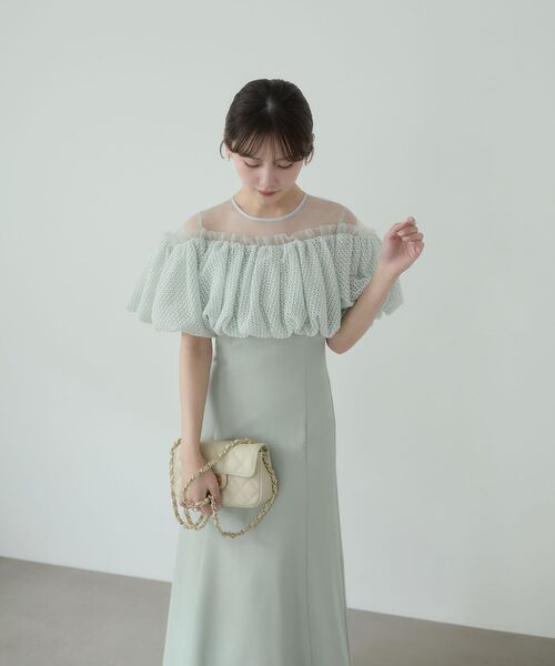 cle blatt(クレブラット)の「レースバルーンオフショルダードレス(ドレス・レディース・ピンク/ミント・SMALL/MEDIUM)」の6枚目の写真