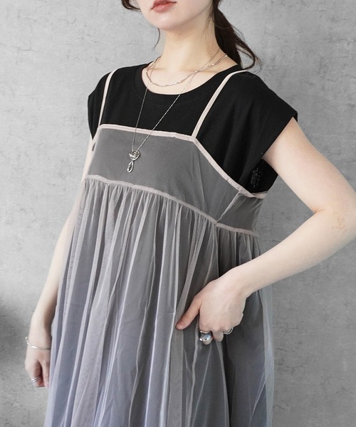 SELECT LEVERY(セレクトリベリー)の「綿100%天竺ノースリーブロングワンピース(ワンピース・レディース・ブラック/グレイッシュベージュ・MEDIUM)」の16枚目の写真