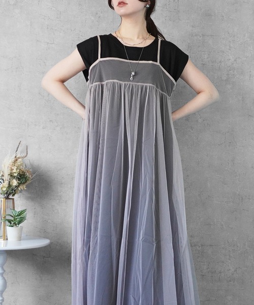 SELECT LEVERY(セレクトリベリー)の「綿100%天竺ノースリーブロングワンピース(ワンピース・レディース・ブラック/グレイッシュベージュ・MEDIUM)」の17枚目の写真