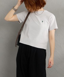 [GYMPHLEX/ジムフレックス] ワンポイントロゴ刺繍 ショート丈Tシャツ