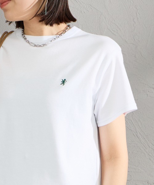 GYMPHLEX（ジムフレックス）の「[GYMPHLEX/ジムフレックス] ワンポイントロゴ刺繍 ショート丈Tシャツ（Tシャツ/カットソー・レディース・ブラック/ホワイト/ライトグレー・14）」の21枚目の写真