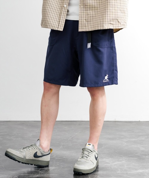 KANGOL(カンゴール)の「KANGOL カンゴール 別注コラボ 接触冷感水陸両用クライミングショートパンツ(その他パンツ・メンズ・ブラック/オリーブ/レオパード/マスタード/ネイビー/ベージュ/ブラック系/パープル・L/M/XL)」の1枚目の写真
