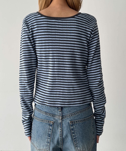 CANAL JEAN(キャナルジーン)の「HARING アイレットボーダーアンサンブル(アンサンブル・レディース・チャコールグレー/サックスブルー・ONE SIZE)」の7枚目の写真