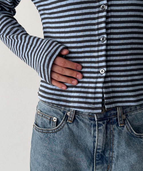 CANAL JEAN(キャナルジーン)の「HARING アイレットボーダーアンサンブル(アンサンブル・レディース・チャコールグレー/サックスブルー・ONE SIZE)」の9枚目の写真