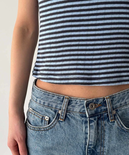 CANAL JEAN(キャナルジーン)の「HARING アイレットボーダーアンサンブル(アンサンブル・レディース・チャコールグレー/サックスブルー・ONE SIZE)」の14枚目の写真