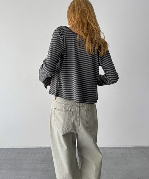 CANAL JEAN(キャナルジーン)の「HARING アイレットボーダーアンサンブル(アンサンブル・レディース・チャコールグレー/サックスブルー・ONE SIZE)」の18枚目の写真