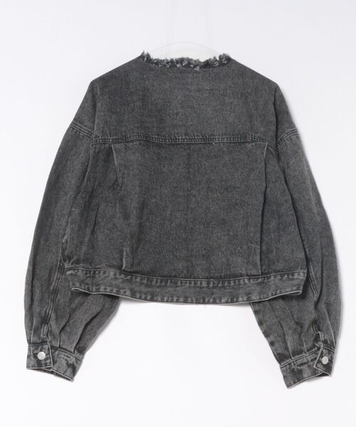 NYLAUS(ナイラス)の「【SG】ノーカラーショート丈デニムジャケット Gジャン ボリューム袖 カットオフ(デニムジャケット・レディース・ライトブルー/ブラック/ブルー・L/M)」の16枚目の写真