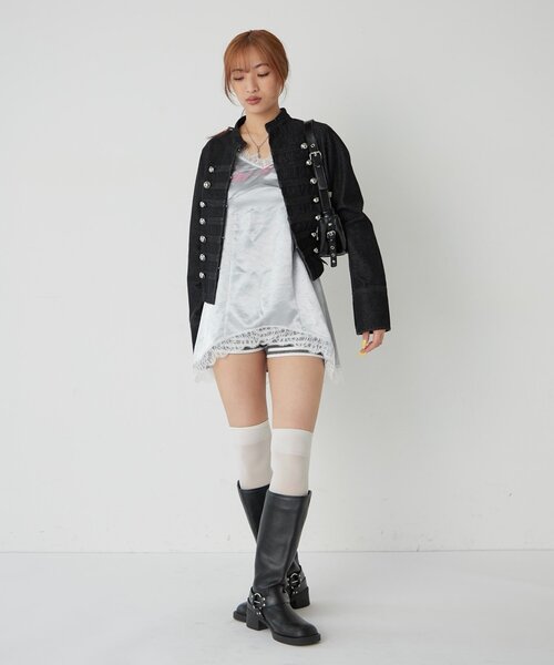 WHO'S WHO gallery（フーズフーギャラリー）の「ロゴサテンキャミワンピ(ドット柄/無地)（ワンピース・レディース・ブラック/グレー/オフホワイト/ネイビー・FREE）」の20枚目の写真