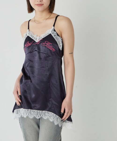 WHO'S WHO gallery（フーズフーギャラリー）の「ロゴサテンキャミワンピ(ドット柄/無地)（ワンピース・レディース・ブラック/グレー/オフホワイト/ネイビー・FREE）」の21枚目の写真