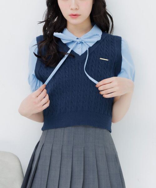 ems excite（エムズエキサイト）の「ベストドッキングBL（シャツ/ブラウス・レディース・ダークグレー/ダークブルー/キャメル・FREE）」の2枚目の写真