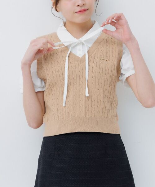 ems excite（エムズエキサイト）の「ベストドッキングBL（シャツ/ブラウス・レディース・ダークグレー/ダークブルー/キャメル・FREE）」の3枚目の写真