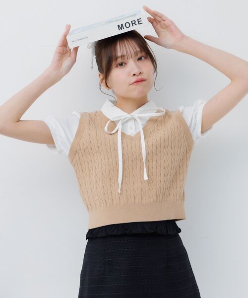 ems excite（エムズエキサイト）の「ベストドッキングBL（シャツ/ブラウス・レディース・ダークグレー/ダークブルー/キャメル・FREE）」の4枚目の写真