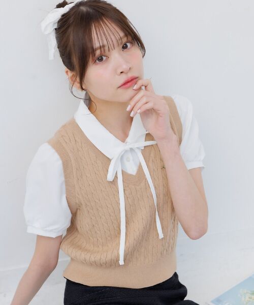 ems excite（エムズエキサイト）の「ベストドッキングBL（シャツ/ブラウス・レディース・ダークグレー/ダークブルー/キャメル・FREE）」の15枚目の写真