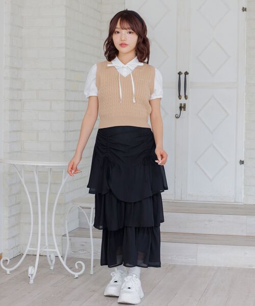 ems excite（エムズエキサイト）の「ベストドッキングBL（シャツ/ブラウス・レディース・ダークグレー/ダークブルー/キャメル・FREE）」の17枚目の写真