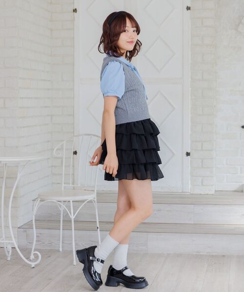 ems excite（エムズエキサイト）の「ベストドッキングBL（シャツ/ブラウス・レディース・ダークグレー/ダークブルー/キャメル・FREE）」の19枚目の写真