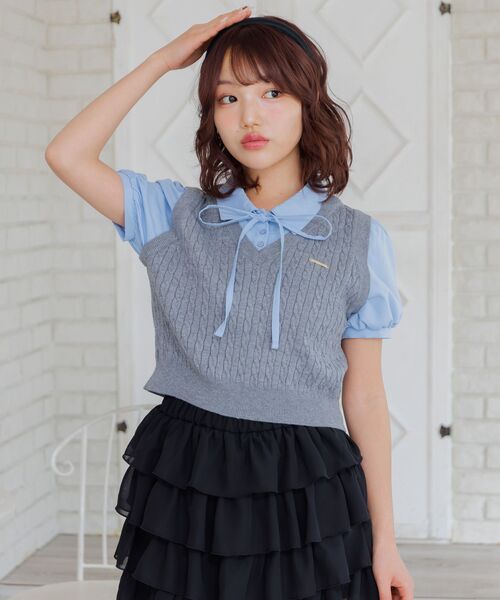 ems excite（エムズエキサイト）の「ベストドッキングBL（シャツ/ブラウス・レディース・ダークグレー/ダークブルー/キャメル・FREE）」の22枚目の写真