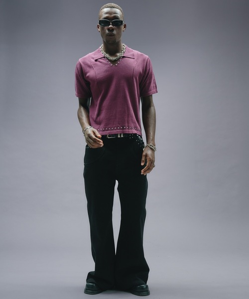 ANDER HUNK（アンダーハンク）の「Studs Design Skipper Polo / スタッズデザインスキッパーポロ（ニット/セーター・メンズ・パープル/ブラック・MEDIUM/LARGE）」の22枚目の写真