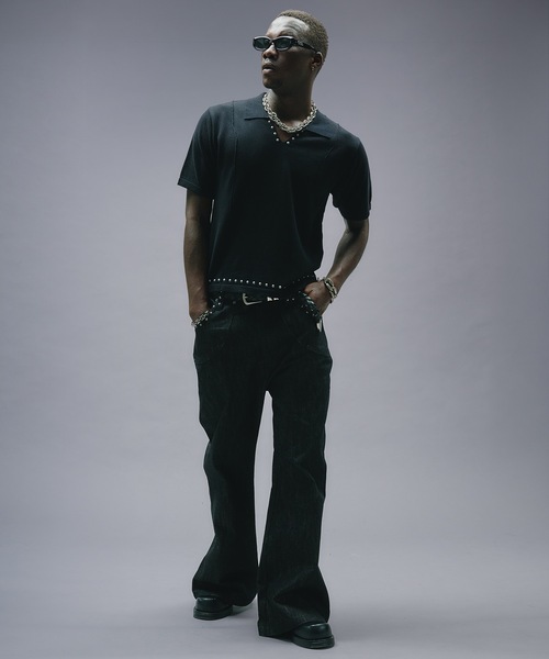 ANDER HUNK（アンダーハンク）の「Studs Design Skipper Polo / スタッズデザインスキッパーポロ（ニット/セーター・メンズ・パープル/ブラック・MEDIUM/LARGE）」の14枚目の写真