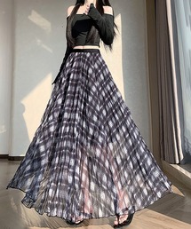 シアーチェックロングスカート