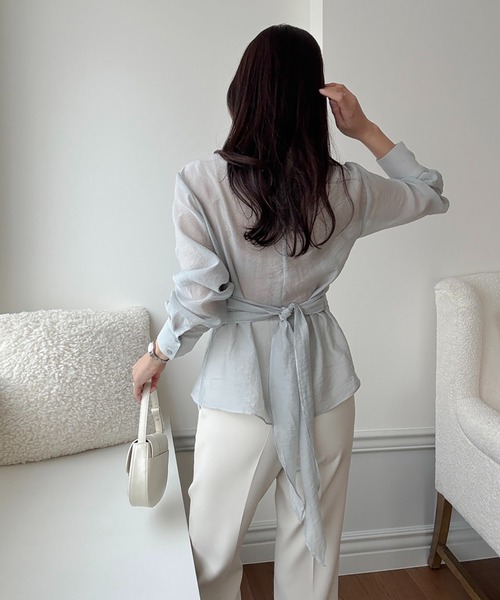 Doula Doula（ドゥーラドゥーラ）の「ビスチェドッキングハイネックシアーブラウス（シャツ/ブラウス・レディース・グレー/ピンク・FREE）」の7枚目の写真